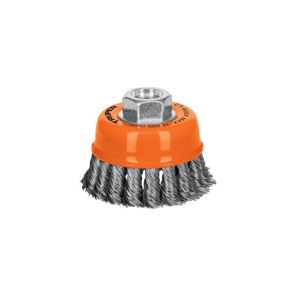 Carda copa 3 alambre trenzado grueso eje 5/8-11 Truper 17529