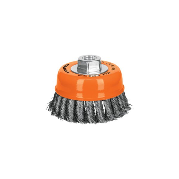 Carda copa 4 alambre trenzado grueso eje 5/8-11 Truper 17531