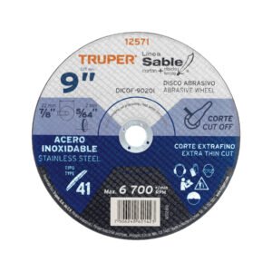 Disco Tipo 41 de 9 x 2 mm corte fino acero inox Sable 12571