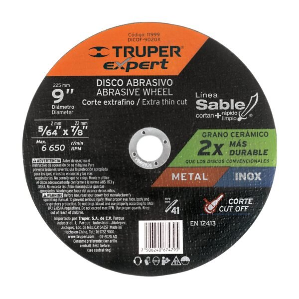 Disco Tipo 41 de 9 x 2 mm corte fino de metal Expert 11999