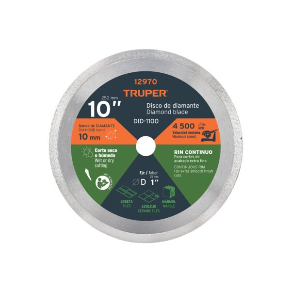 Disco de diamante de 10 x 2.2 mm rin continuo TRUPER 12970