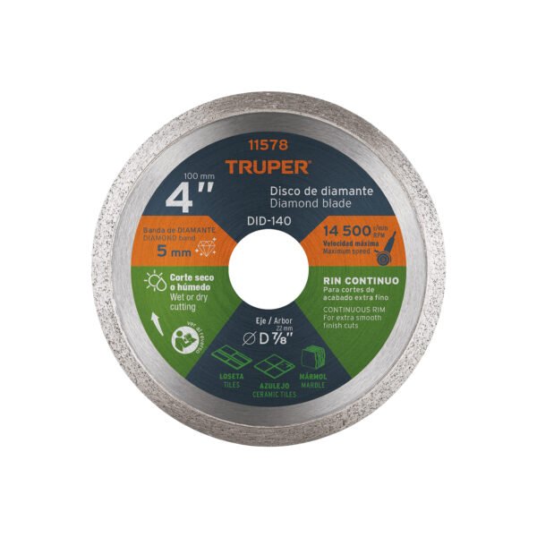 Disco de diamante de 4 x 1.6 mm rin continuo TRUPER 11578