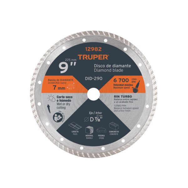 Disco de diamante de 9 x 3 mm rin turbo TRUPER 12982
