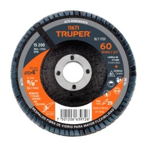 Disco laminado 4 grano 60 centro 5/8 fibra TRUPER 11671
