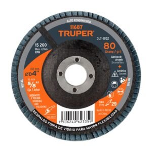 Disco laminado 4 grano 80 centro 5/8 fibra TRUPER 11687