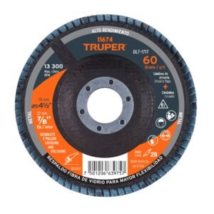 Disco laminado 4-1/2 grano 60 centro 7/8 fibra TRUPER 11674