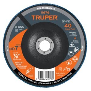 Disco laminado 7 grano 40 centro 7/8 fibra TRUPER 11676