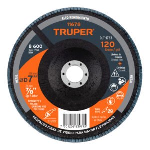 Disco laminado 7 grano 120 centro 7/8 fibra TRUPER 11678