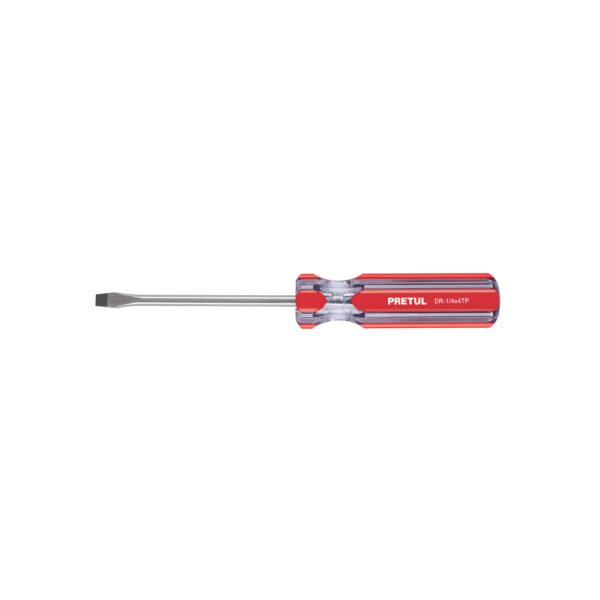 Desarmador plano 1/4 x 4 mango de PVC Pretul 21459