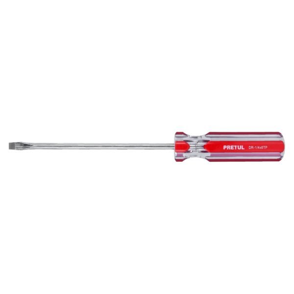 Desarmador plano 1/4 x 6 mango de PVC Pretul 21462