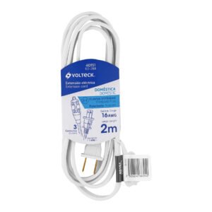 Extensión eléctrica doméstica 2 m clavija recta blanca 40151
