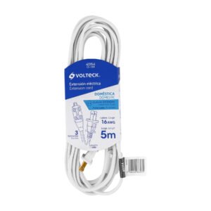 Extensión eléctrica doméstica 5 m clavija recta blanca 40154