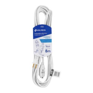 Extensión eléctrica doméstica 8 m clavija recta blanca 40156