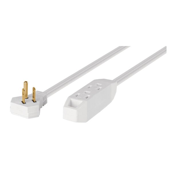 Extensión doméstica aterrizada 4 m blanca con clavija plana 49570