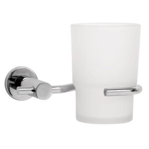 ELA-71.jpg Portavaso cepillero cromo con vaso de vidrio Foset Element 49668
