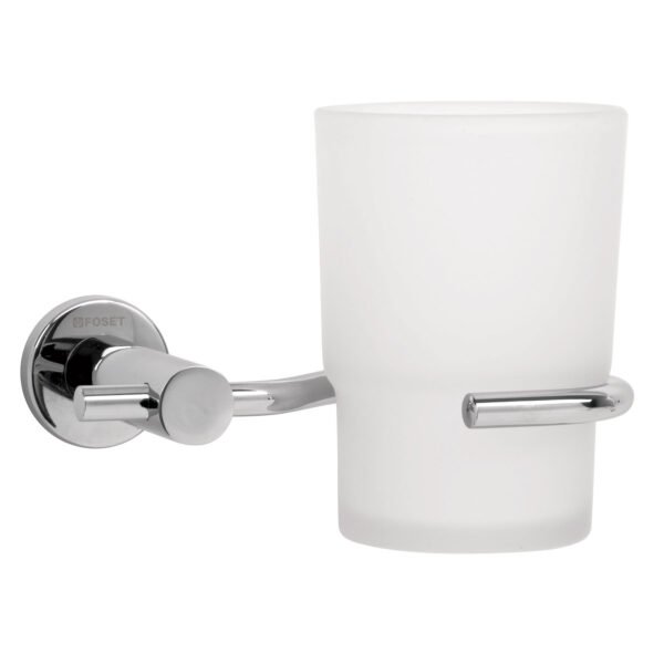 Portavaso cepillero cromo con vaso de vidrio Foset Element 49668