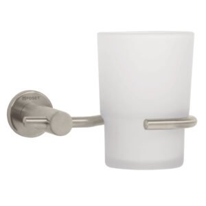 ELA-71N.jpg Portavaso cepillero satín con vaso de vidrio Foset Element 49674