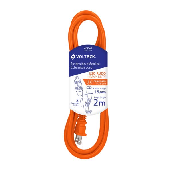 Extensión eléctrica de uso rudo 2 m 2x16 AWG Volteck 48042
