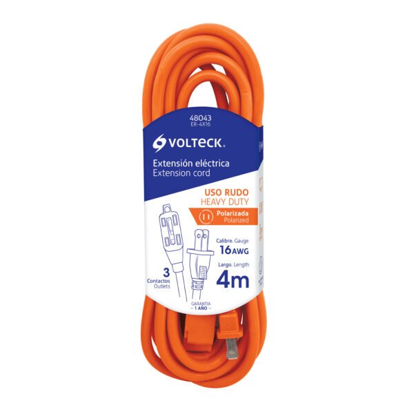 Extensión eléctrica de uso rudo 4 m 2x16 AWG Volteck 48043