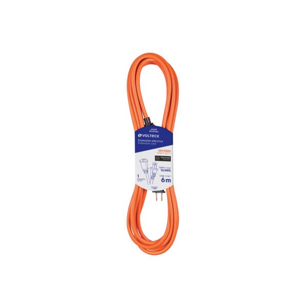 Extensión eléctrica uso rudo 6m 2x16 AWG para 1 clavija 40189