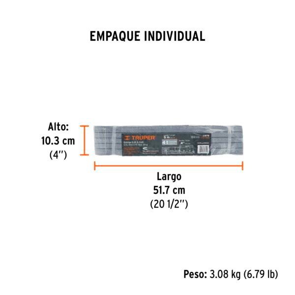 Eslinga de poliéster ojo a ojo  4 x 8 m Truper 17878