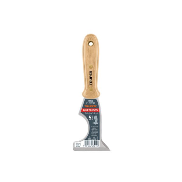Espátula 2-1/2 de 5 usos con mango de madera Truper 14458