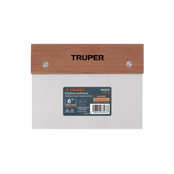Espátula rectangular 6 x 3 acero inoxidable mango madera 101374