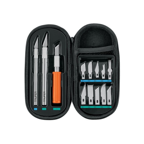 Juego de exactos profesional con 13 cuchillasestucheTRUPER 17512