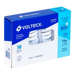 Pack de 4 lámparas espiral mini T2 15 W luz de día en caja 48509