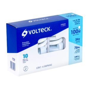 Pack 4 lámparas espiral T4 24 W luz de día caja Volteck 46826