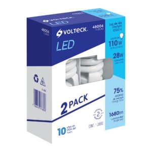 Pack 2 lámparas espiral T4 28 W luz de día blíster Volteck 48004