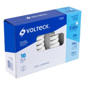 Pack 4 lámparas espiral T4 28 W luz de día caja Volteck 46851