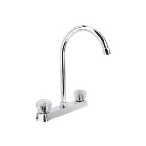 Mezcladora 8 fregadero cromo cuello curvo acrílico BASIC 45617
