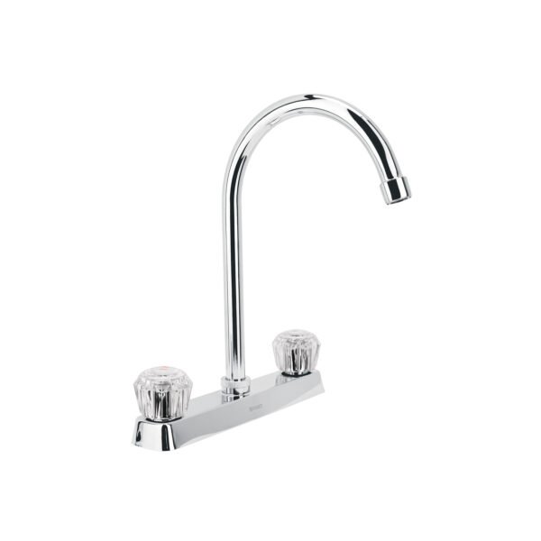 Mezcladora 8 fregadero cromo cuello curvo acrílico BASIC 45617