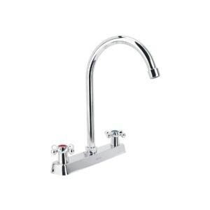 Mezcladora 8 fregadero cromo cuello curvo cruceta BASIC 45620
