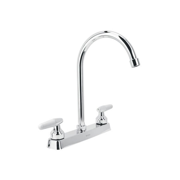 Mezcladora 8 fregadero cromo cuello curvo cono BASIC 45619