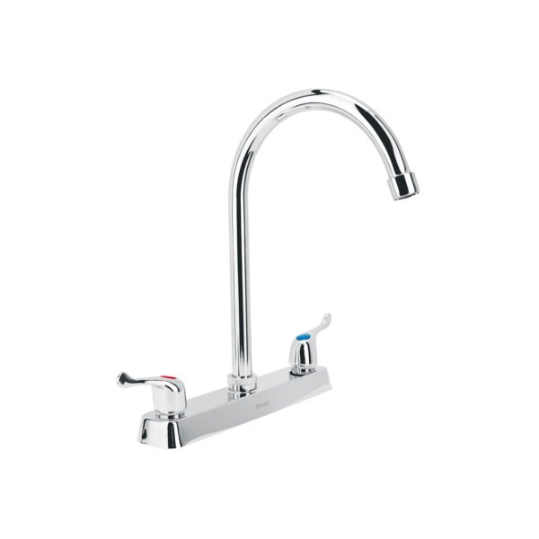Mezcladora 8 fregadero cromo cuello curvo palanca BASIC 45618