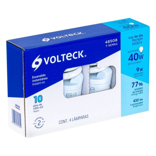 Pack de 4 lámparas espiral mini T2 9 W luz de día en caja 48508