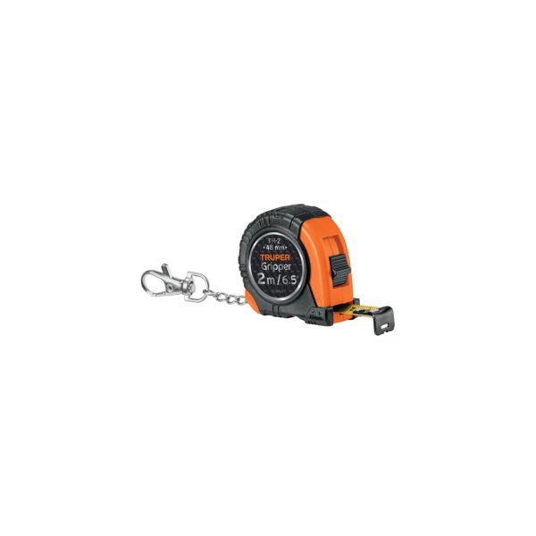 Flexómetro Gripper de 2 m tipo llavero cinta 13 mm Truper 14602
