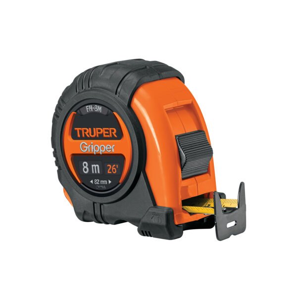 Flexómetro Gripper contra impactos 8 m cinta 25 mm Truper 14579