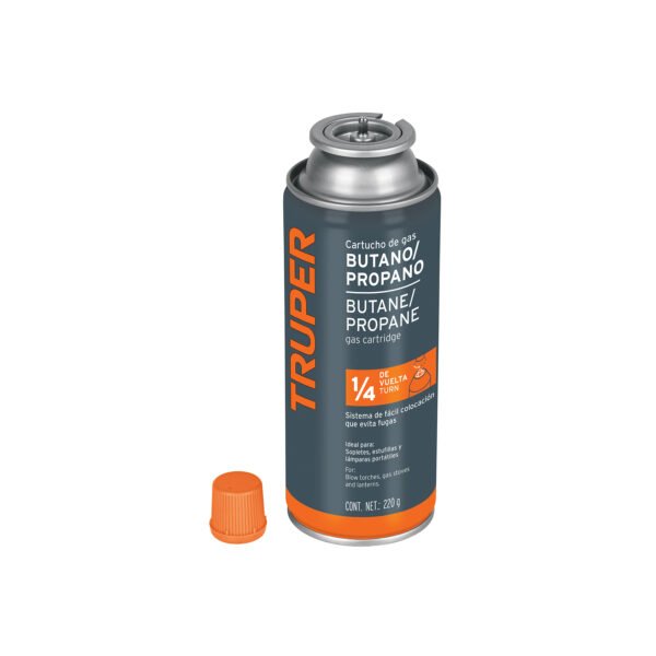 Lata de gas de 220g con válvula de 1/4 de vuelta TRUPER 11920