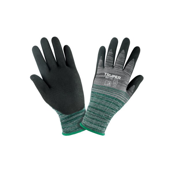 Guantes de nylon recubiertos de nitrilo arenoso M TRUPER 17064