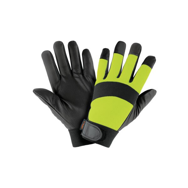 Guantes mecánico alta visibilidad palma poliuretano verde 13194