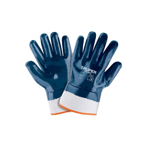Guantes de algodón recubiertos de nitrilo puño de seguridad 15245
