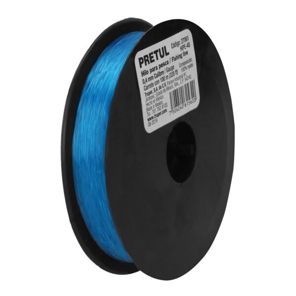 Carrete con 100 m de hilo para pesca azul calibre 0.40 mm 27061