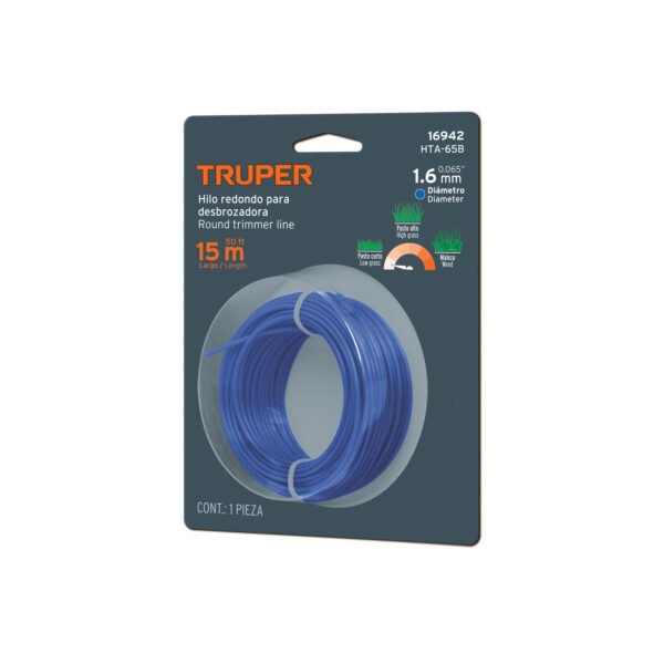 Hilo redondo para desbrozadora 1.6mm x 15m tarjetaTRUPER 16942