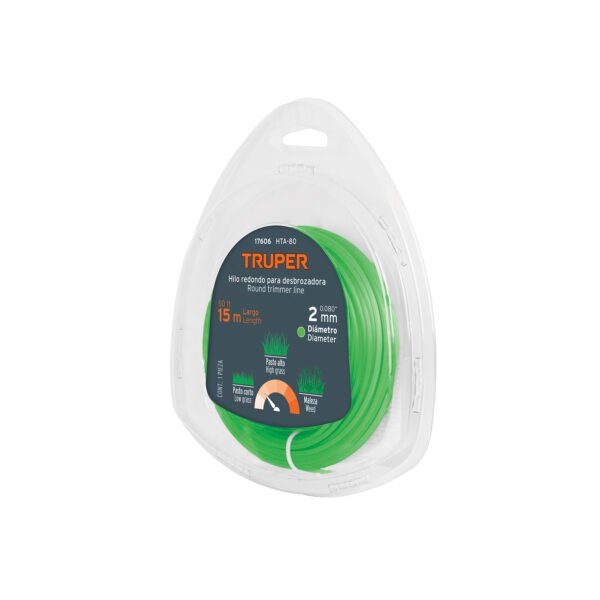 Hilo redondo para desbrozadora 2mm x 15m blíster TRUPER 17606