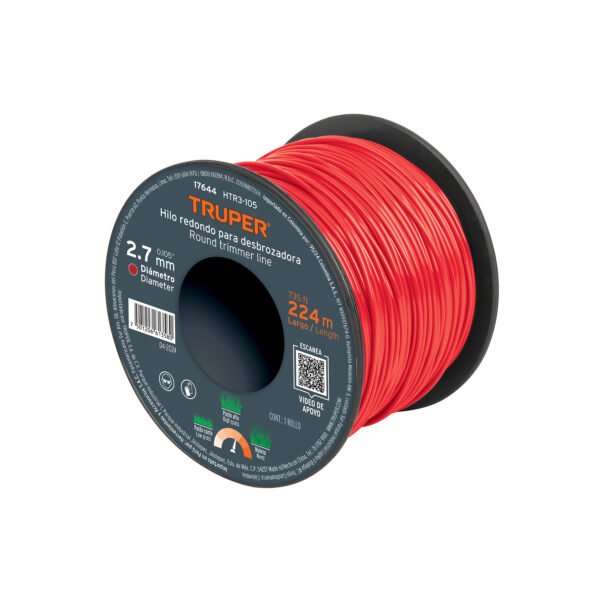 Hilo redondo para desbrozadora 2.7mm x 224mcarreteTRUPER 17644