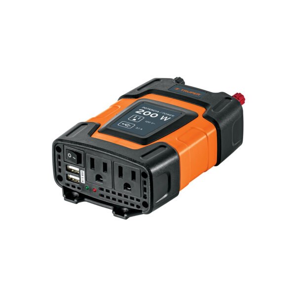 Inversor de corriente de 200 W con puertos USB Truper 10448