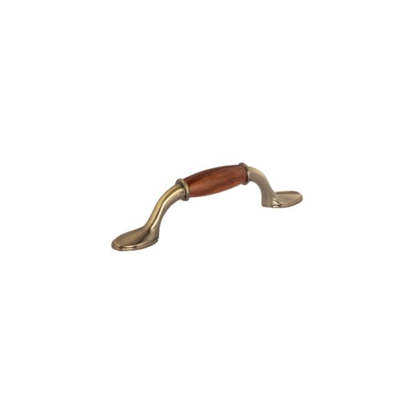 Jaladera metálica de 76mm latón antiguo inserto tipo madera 43831